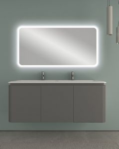 Mobile bagno sospeso 140 cm con cassetti e lavabo in resina -