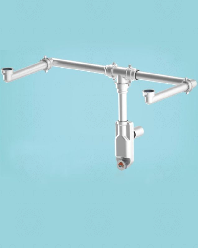 Sifone universale salvaspazio per mobile bagno doppio lavabo