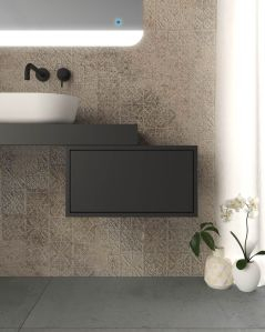 Cassettiera 50 cm nero opaco con 1 cassetto per Mensolone bagno