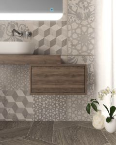 Cassettiera 50 cm noce con 1 cassetto per Mensolone bagno Chic