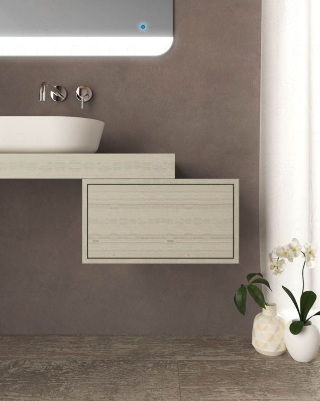 Cassettiera 50 cm rovere grigio con 1 cassetto per Mensolone