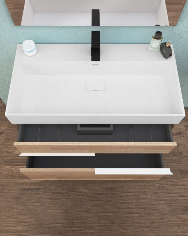 Mobile bagno sospeso Diadema cm 90 rovere segato e lavabo Mobile bagno sospeso Diadema cm 90 rovere segato e lavabo