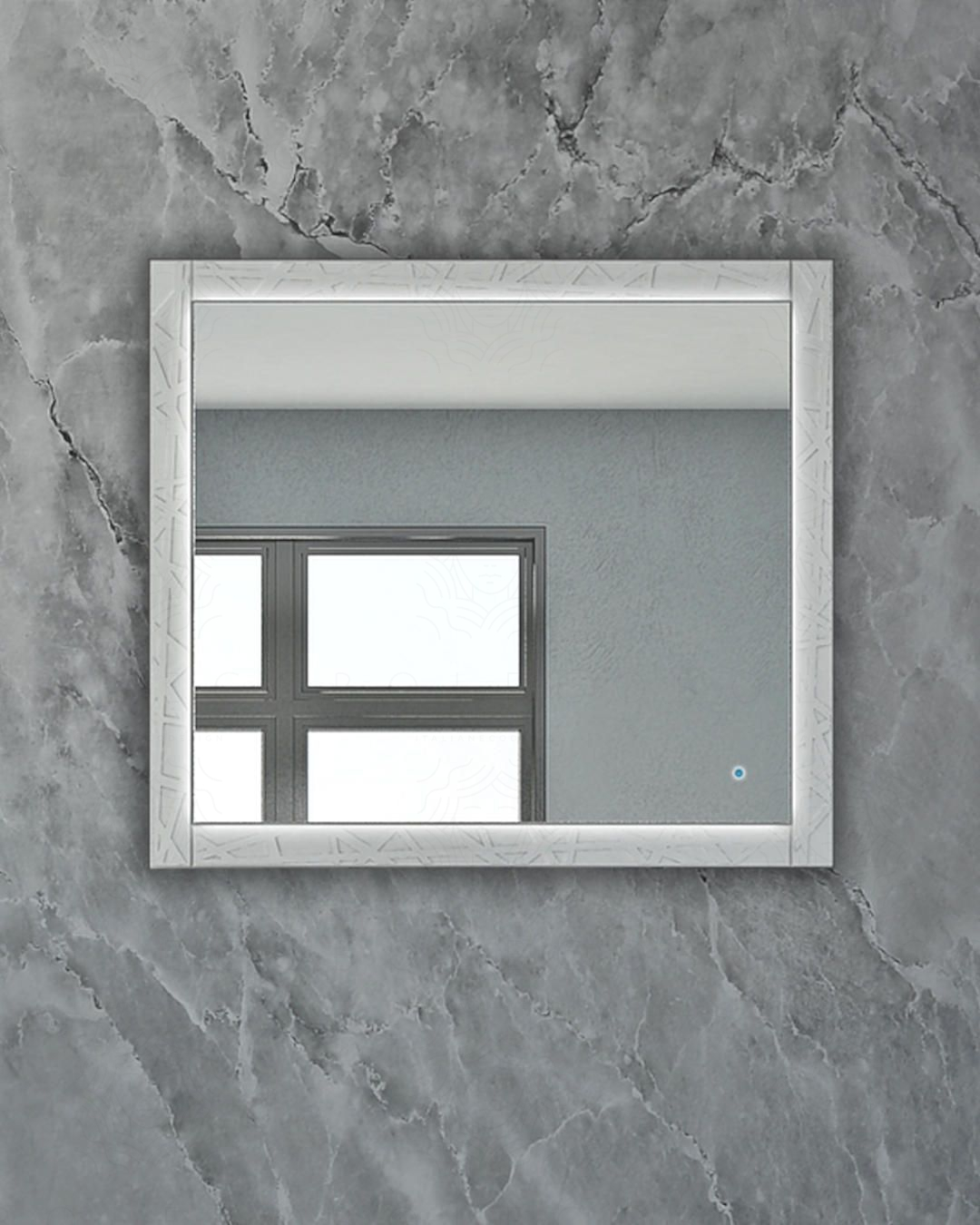 Specchio bagno led cm 90x80 con cornice e accensione touch - Specchio bagno led cm 90x80 con cornice e accensione touch -