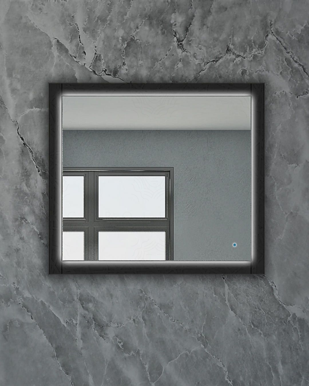 Specchio bagno led cm 90x80 con cornice e accensione touch - Specchio bagno led cm 90x80 con cornice e accensione touch -