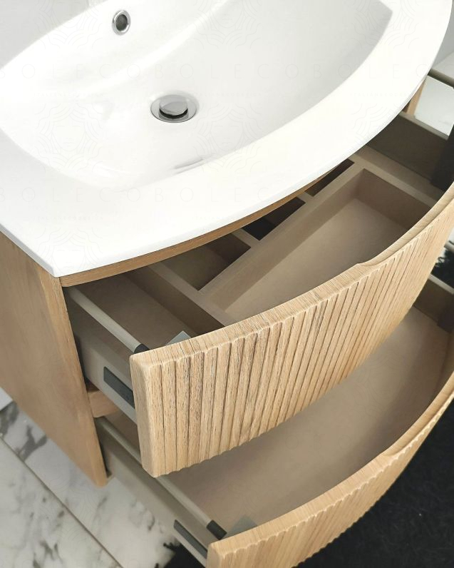 Mobile bagno sospeso 105 cm Greta rovere naturale con lavabo in Mobile bagno sospeso 105 cm Greta rovere naturale con lavabo in