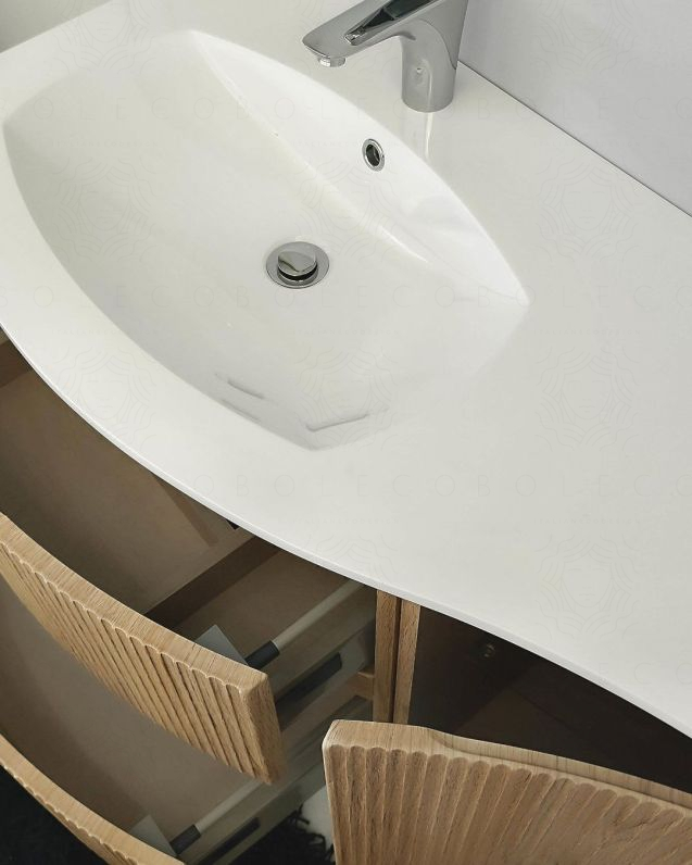 Mobile bagno sospeso 105 cm Greta rovere naturale con lavabo in Mobile bagno sospeso 105 cm Greta rovere naturale con lavabo in