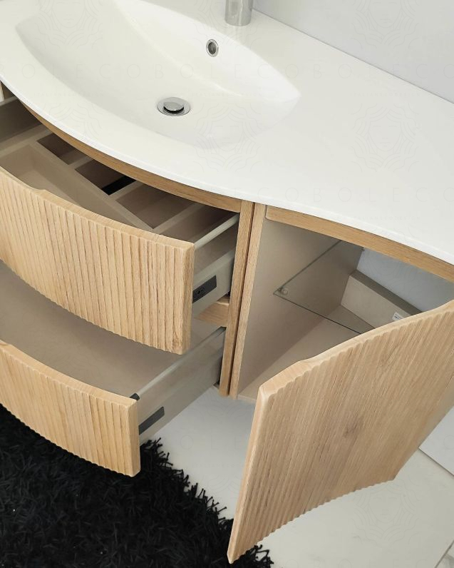 Mobile bagno sospeso 105 cm Greta rovere naturale con lavabo in Mobile bagno sospeso 105 cm Greta rovere naturale con lavabo in