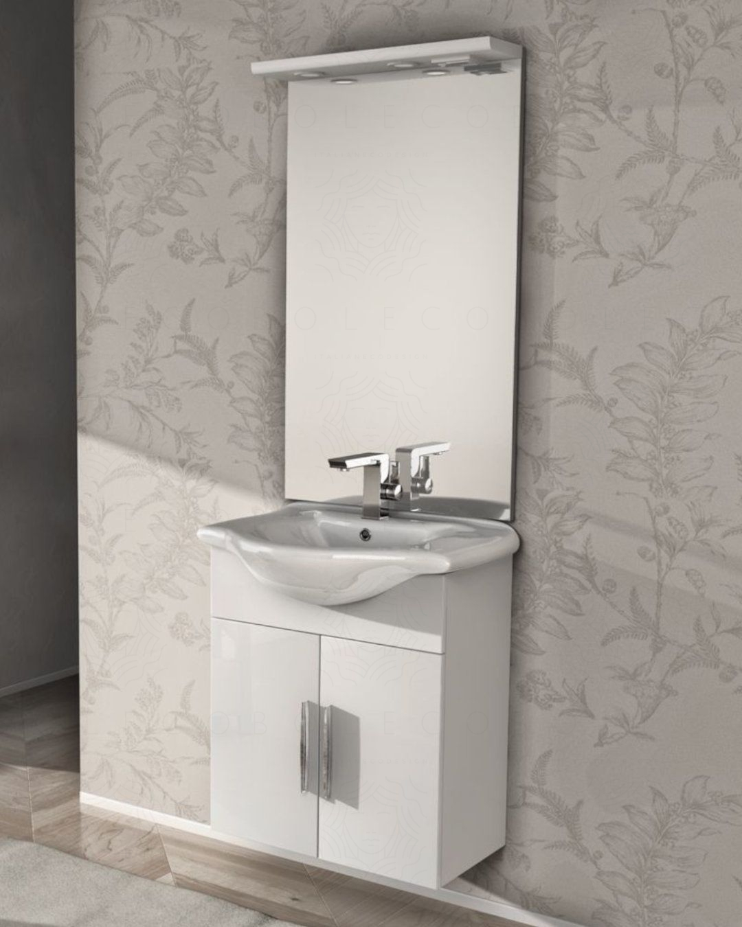 Mobile bagno sospeso 65 cm bianco lucido - Serena Mobile bagno sospeso 65 cm bianco lucido - Serena