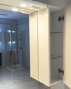 Mobile bagno sospeso Serena 85 cm bianco lucido con specchio