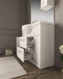 Mobile bagno a terra Emily cm 105 bianco lucido con specchio