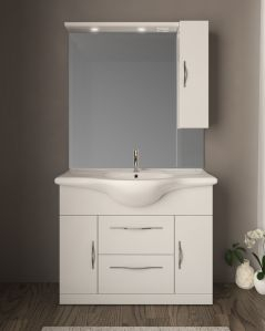 Mobile bagno a terra Emily cm 105 bianco lucido con specchio