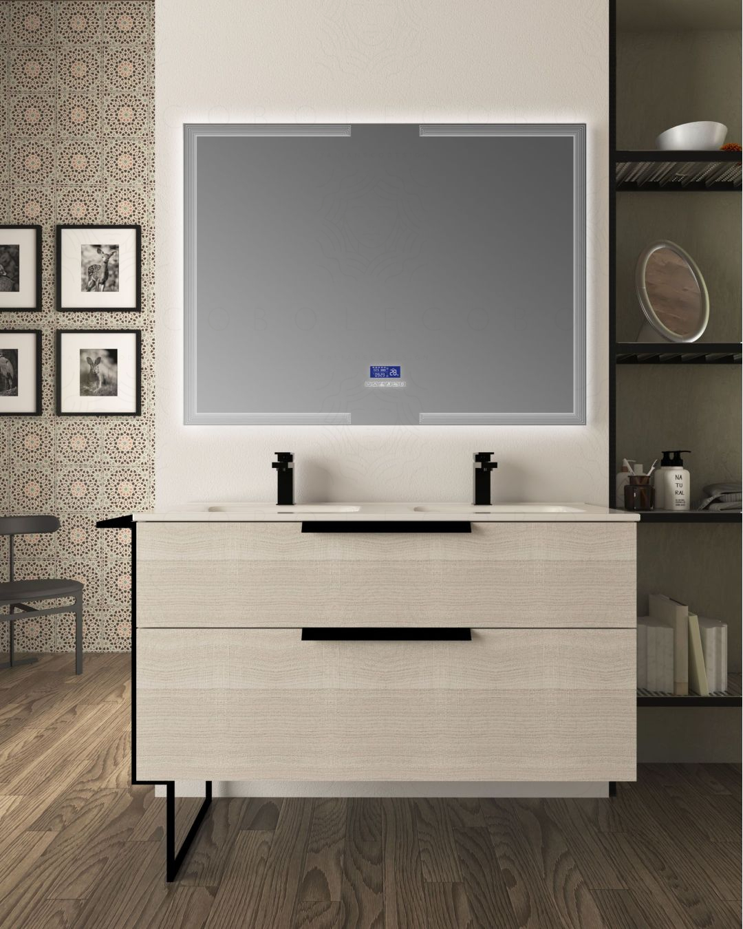 Mobile bagno Malta 130 cm rovere bianco e piede in metallo - 2 Mobile bagno Malta 130 cm rovere bianco e piede in metallo - 2