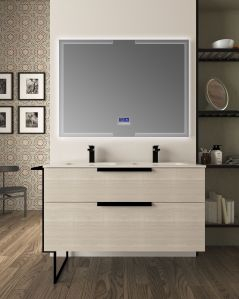 Mobile bagno Malta 130 cm rovere bianco e piede in metallo - 2