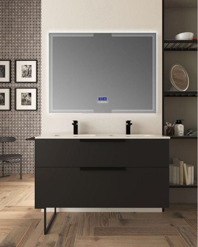 Mobile bagno Malta 130 cm nero opaco e piede in metallo - 2 Mobile bagno Malta 130 cm nero opaco e piede in metallo - 2