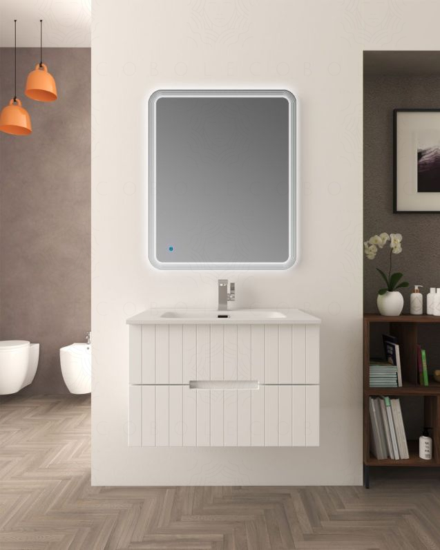 Mobile bagno sospeso River 74 cm bianco opaco e lavabo in