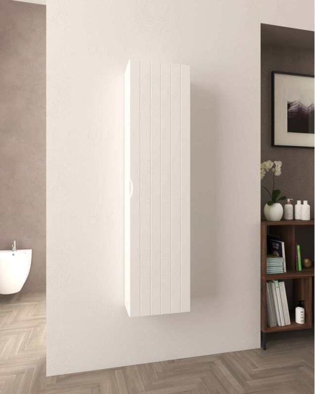 Colonna bagno sospesa River bianco opaco cm 35x140 con anta