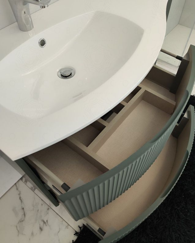 Mobile bagno sospeso 105 cm Greta verde opaco con lavabo in Mobile bagno sospeso 105 cm Greta verde opaco con lavabo in
