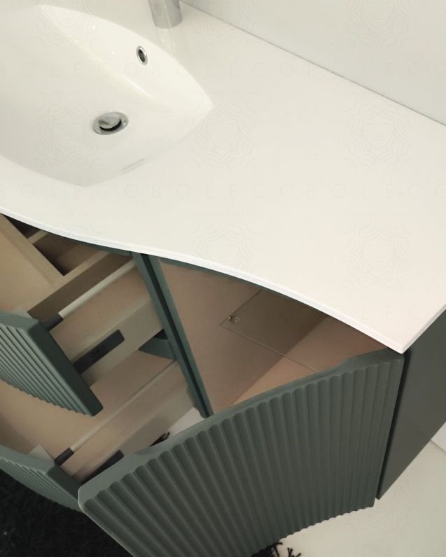 Mobile bagno sospeso 105 cm Greta verde opaco con lavabo in Mobile bagno sospeso 105 cm Greta verde opaco con lavabo in