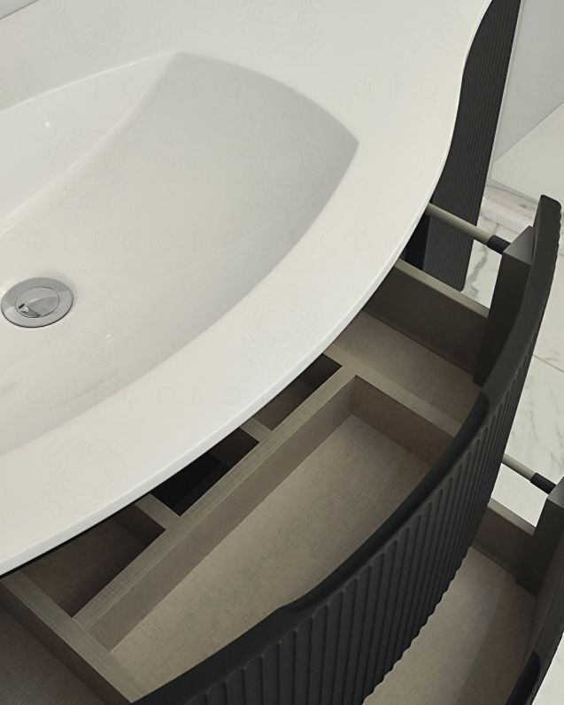 Mobile bagno sospeso 105 cm Greta nero opaco plisse e lavabo Mobile bagno sospeso 105 cm Greta nero opaco plisse e lavabo