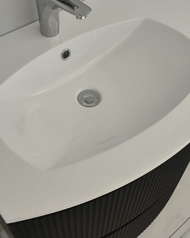 Mobile bagno sospeso 105 cm Greta nero opaco plisse e lavabo Mobile bagno sospeso 105 cm Greta nero opaco plisse e lavabo