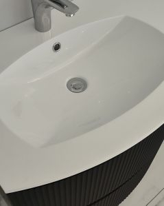 Mobile bagno sospeso 105 cm Greta nero opaco plisse e lavabo
