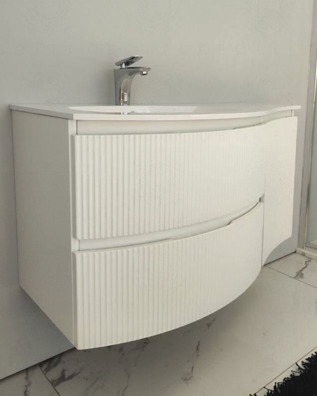 Mobile bagno sospeso 105 cm Greta bianco opaco con lavabo in Mobile bagno sospeso 105 cm Greta bianco opaco con lavabo in