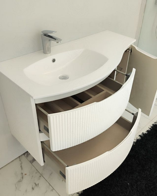 Mobile bagno sospeso 105 cm Greta bianco opaco con lavabo in Mobile bagno sospeso 105 cm Greta bianco opaco con lavabo in