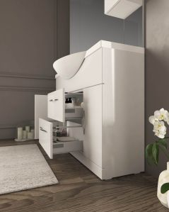 Mobile bagno a terra Emily cm 120 bianco lucido con specchio