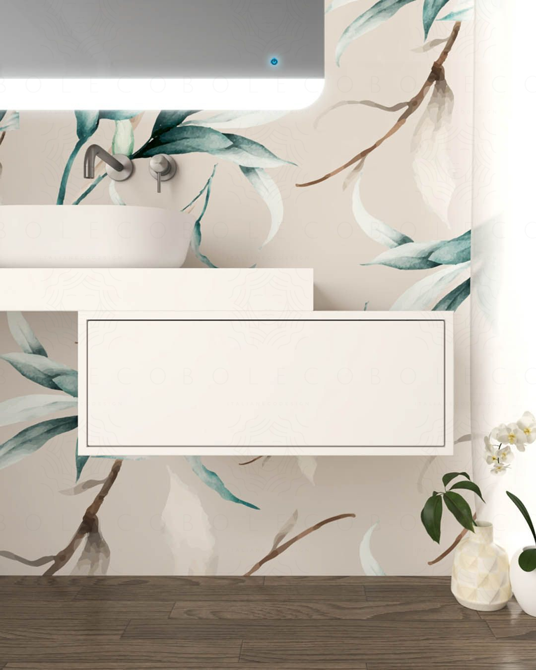 Cassettiera 70 cm bianco opaco con 1 cassetto per Mensolone Cassettiera 70 cm bianco opaco con 1 cassetto per Mensolone