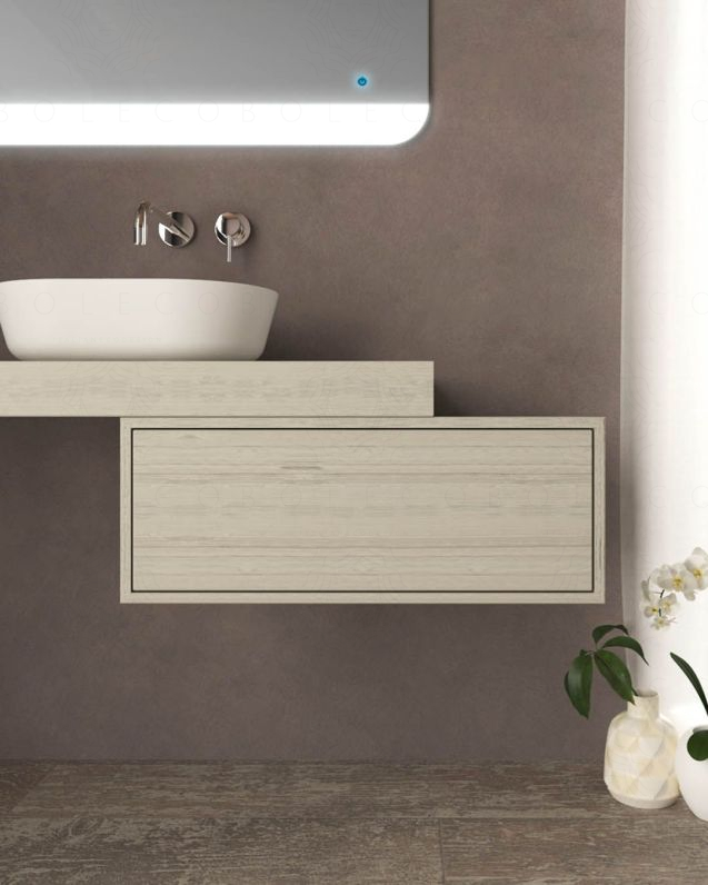 Cassettiera 70 cm rovere grigio con 1 cassetto per Mensolone Cassettiera 70 cm rovere grigio con 1 cassetto per Mensolone
