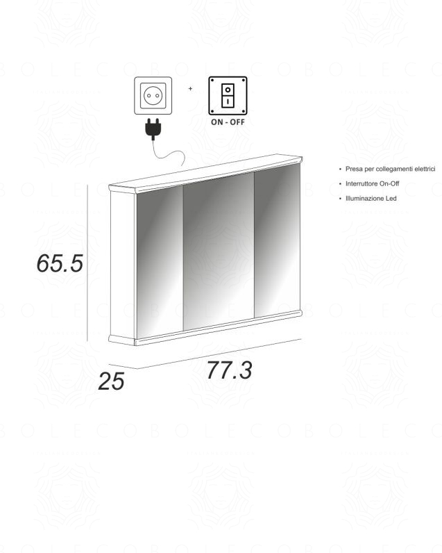 Specchio bagno contenitore 77 cm bianco lucido – Milano Specchio bagno contenitore 77 cm bianco lucido – Milano
