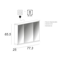 Specchio bagno contenitore 77 cm bianco lucido – Milano
