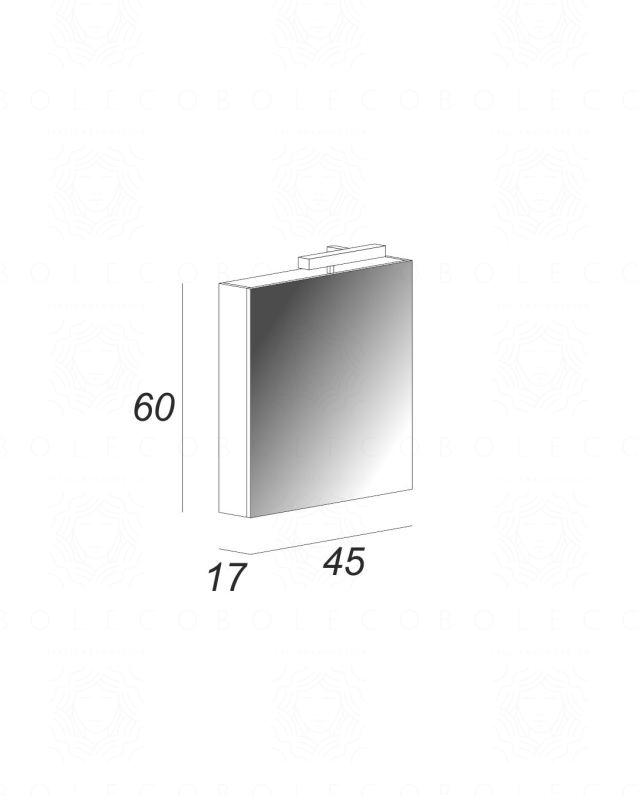Armadietto bagno Ancona cm 45 con anta specchio e applique led Armadietto bagno Ancona cm 45 con anta specchio e applique led