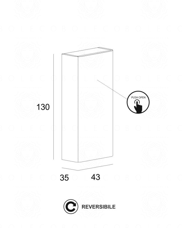 Colonna bagno sospesa 43x130 cm 1 anta - rosso corallo lucido