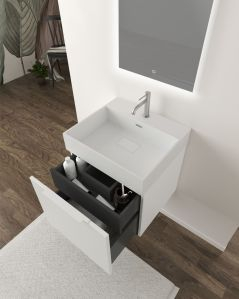 Mobile bagno sospeso Elite cm 50 bianco opaco e lavabo in