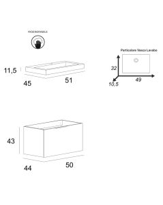 Mobile bagno sospeso Elite cm 50 bianco opaco e lavabo in