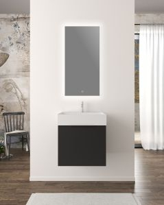 Mobile bagno sospeso Elite cm 50 nero opaco e lavabo in resina