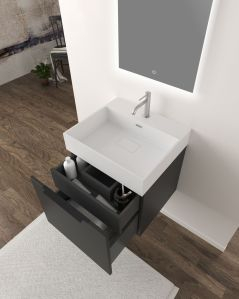 Mobile bagno sospeso Elite cm 50 nero opaco e lavabo in resina