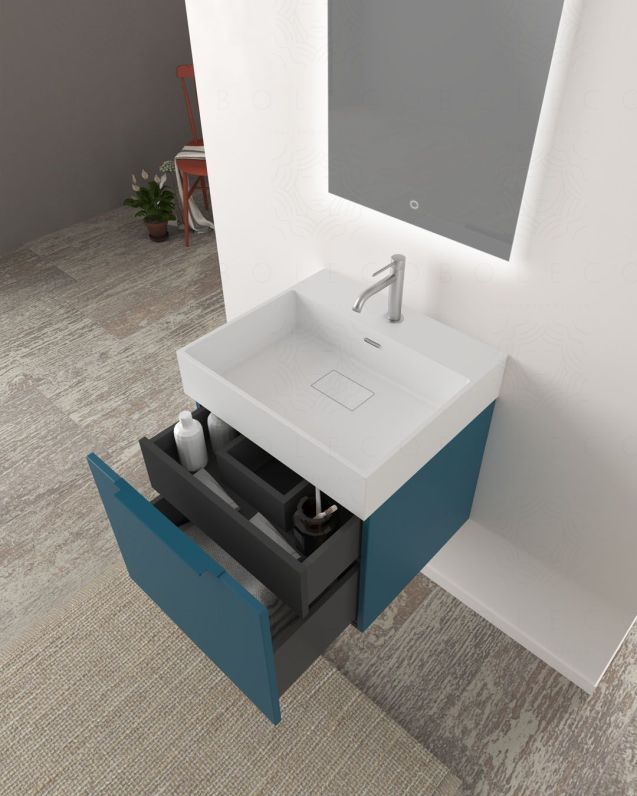Mobile bagno sospeso Elite cm 50 blu avio e lavabo in resina