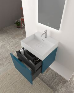 Mobile bagno sospeso Elite cm 50 blu avio e lavabo in resina