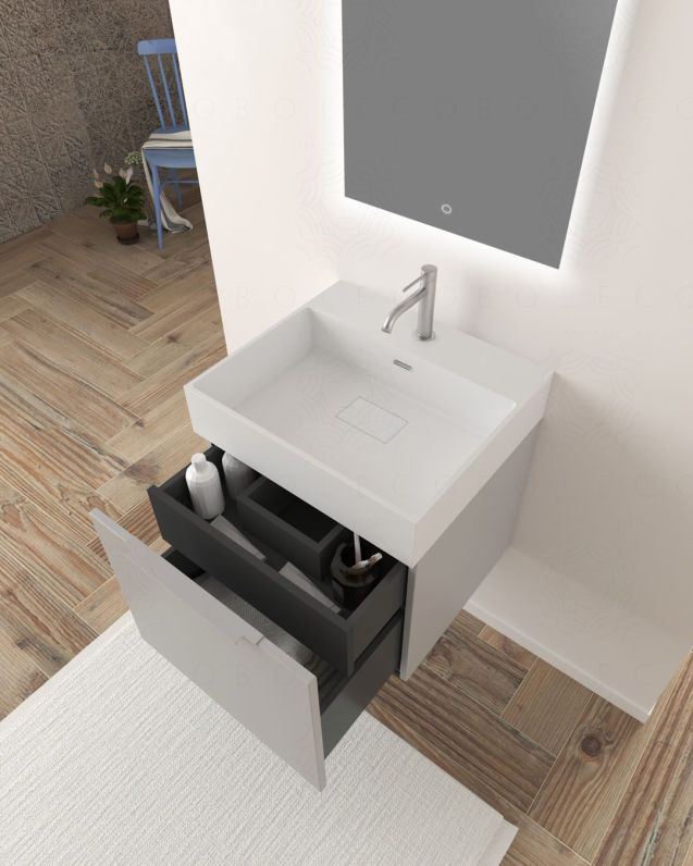 Mobile bagno sospeso Elite cm 50 grigio medio e lavabo in