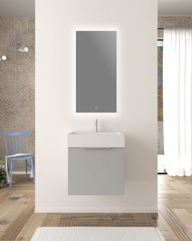 Mobile bagno sospeso Elite cm 50 grigio medio e lavabo in