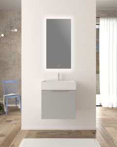 Mobile bagno sospeso Elite cm 50 grigio medio e lavabo in