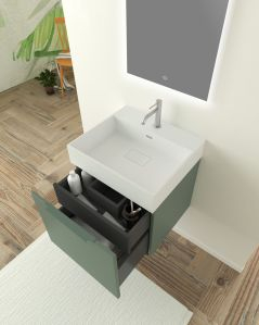 Mobile bagno sospeso Elite cm 50 verde opaco e lavabo in resina