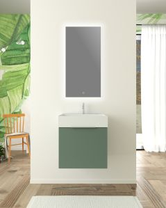 Mobile bagno sospeso Elite cm 50 verde opaco e lavabo in resina