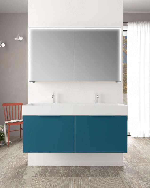 Mobile bagno sospeso Elite cm 120 blu avio e lavabo in resina rigenerabile