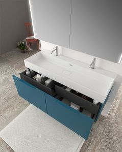 Mobile bagno sospeso Elite cm 120 blu avio e lavabo in resina rigenerabile