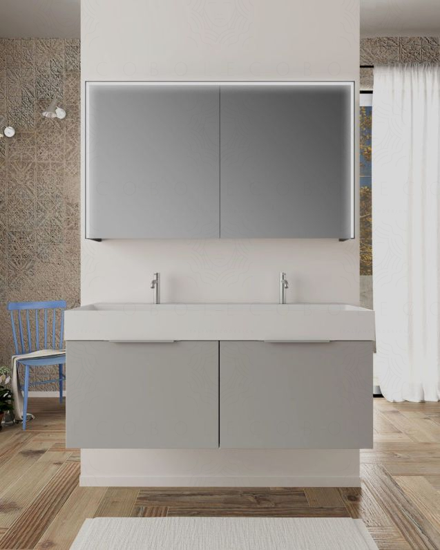 Mobile bagno sospeso Elite cm 120 grigio medio e lavabo in