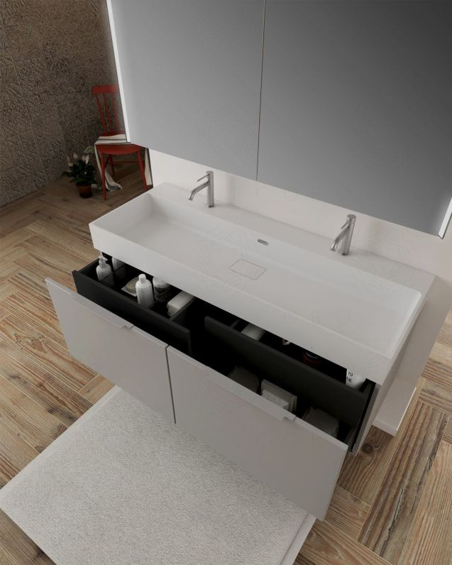 Mobile bagno sospeso Elite cm 120 grigio medio e lavabo in