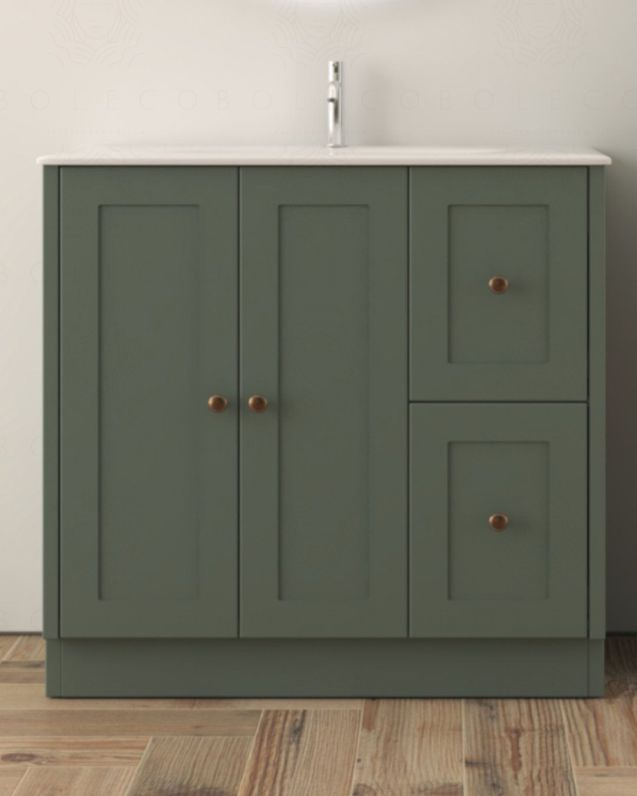 Mobile bagno a terra Matilde cm 90 verde opaco lavabo in